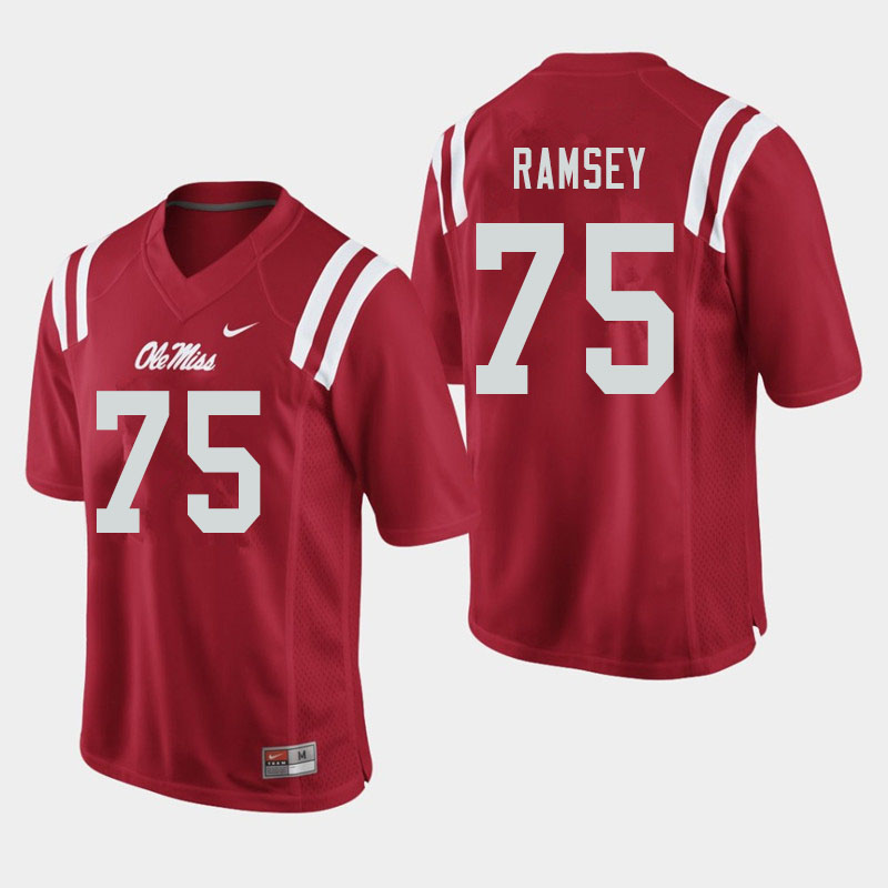 Bryce Ramsey Ole Miss Rebels NCAA Men's Red #75 Stitched Limited College Football Jersey EVZ2858GN